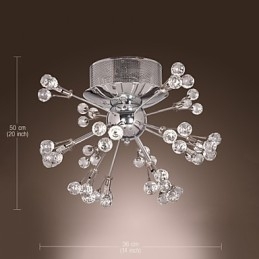 Lámpara de techo moderna contemporánea de metal cromado y cristal