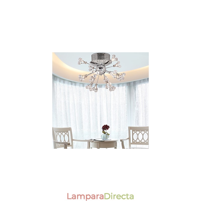 Lámpara de techo moderna contemporánea de metal cromado y cristal