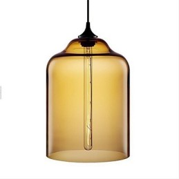Lámpara colgante de cristal de una sola cabeza, estilo retro y creativo, en una cafetería con pecera.