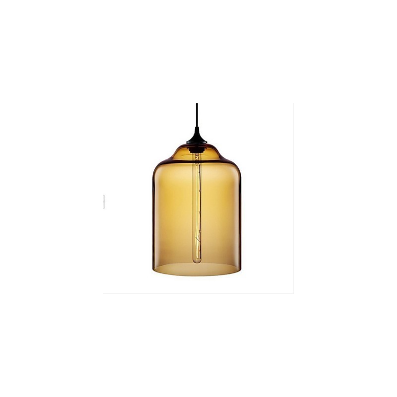 Lámpara colgante de cristal de una sola cabeza, estilo retro y creativo, en una cafetería con pecera.