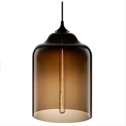 Lámpara colgante de cristal de una sola cabeza, estilo retro y creativo, en una cafetería con pecera.