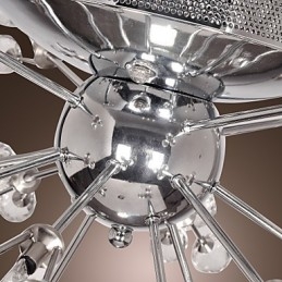 Lámpara de techo moderna contemporánea de metal cromado y cristal