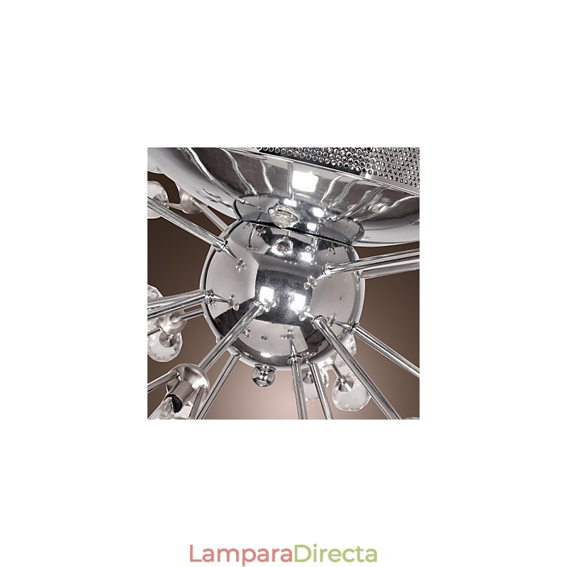 Lámpara de techo moderna contemporánea de metal cromado y cristal