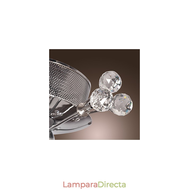 Lámpara de techo moderna contemporánea de metal cromado y cristal