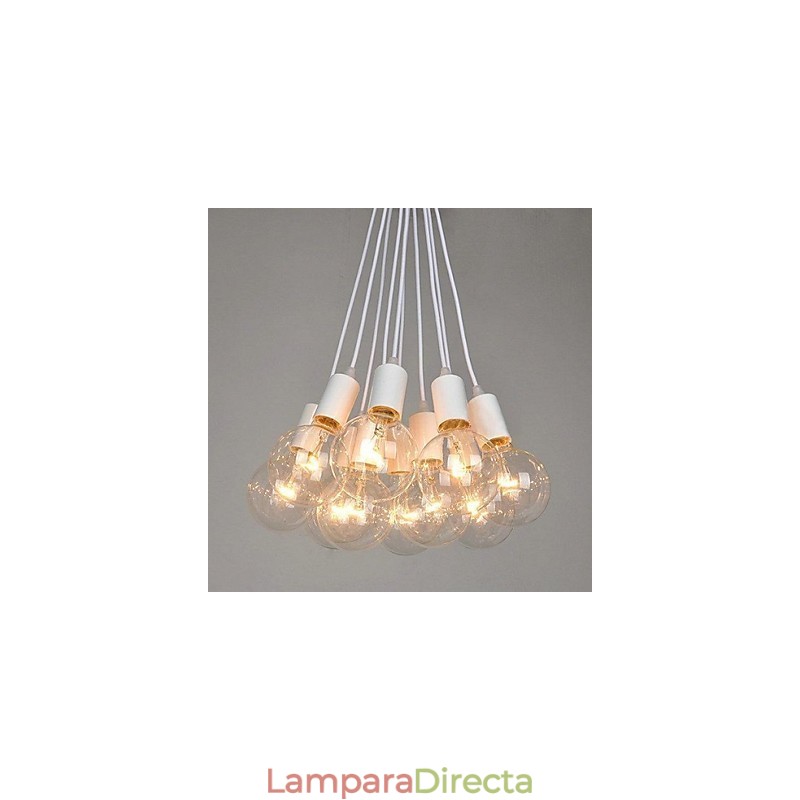 Lámpara de araña de metal con pintura campestre