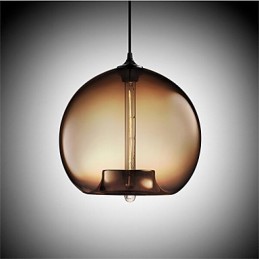 Lámpara colgante de cristal de una sola cabeza, estilo retro y creativo, en una cafetería con pecera.