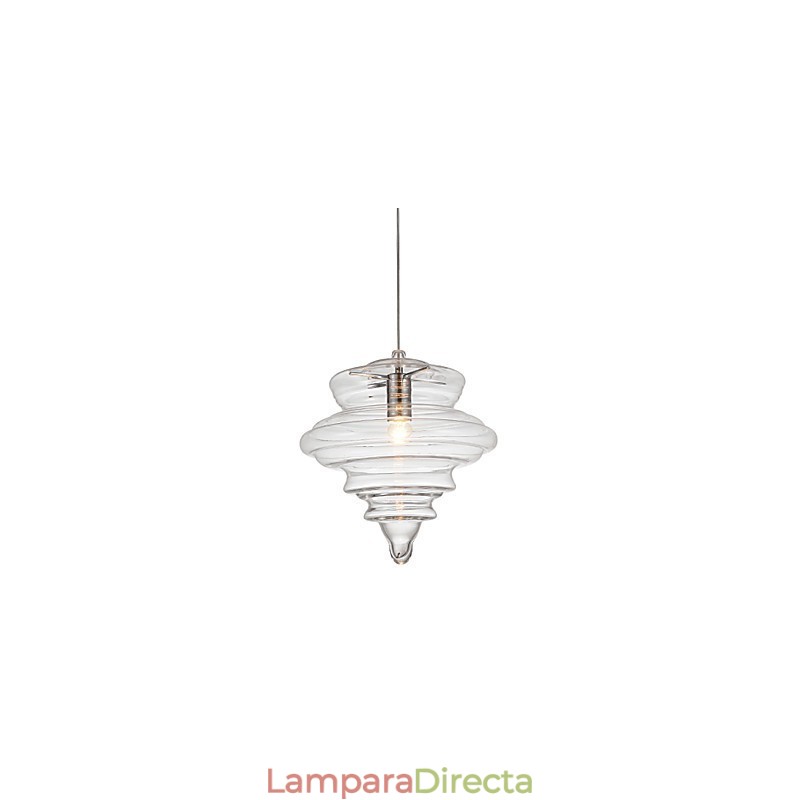 Lámpara colgante de 1 luz, moderna, simplicidad, cristal transparente incoloro.