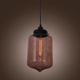 Lámpara colgante moderna de cristal de 70 W con diseño de botella transparente