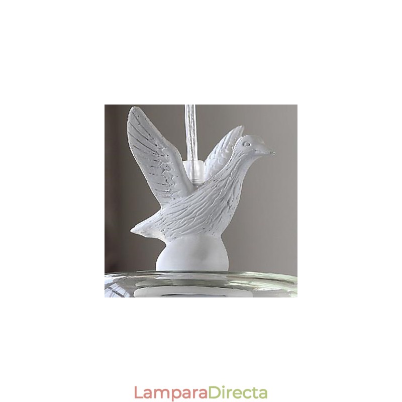 Lámpara de araña de cristal con forma de pájaro y patitos de una sola cabeza. Lámpara de araña con forma de pájaro y platos.
