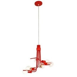 Lámpara colgante de 6 luces de estilo norteamericano en color rojo