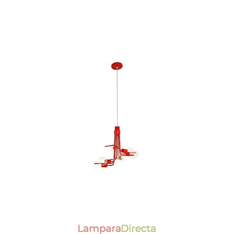 Lámpara colgante de 6 luces de estilo norteamericano en color rojo