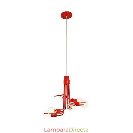 Lámpara colgante de 6 luces de estilo norteamericano en color rojo Lámpara colgante de 6 luces de estilo norteamericano en color rojo
