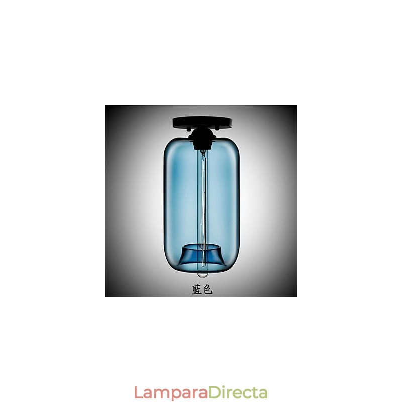 Lámpara colgante de cristal de una sola cabeza, estilo retro y creativo, en una cafetería con pecera.