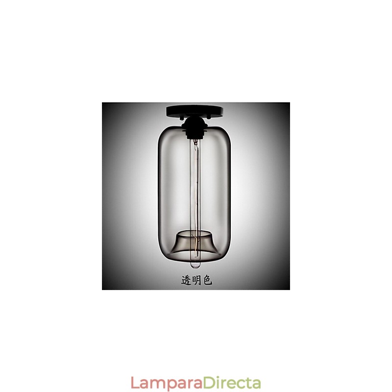 Lámpara colgante de cristal de una sola cabeza, estilo retro y creativo, en una cafetería con pecera.