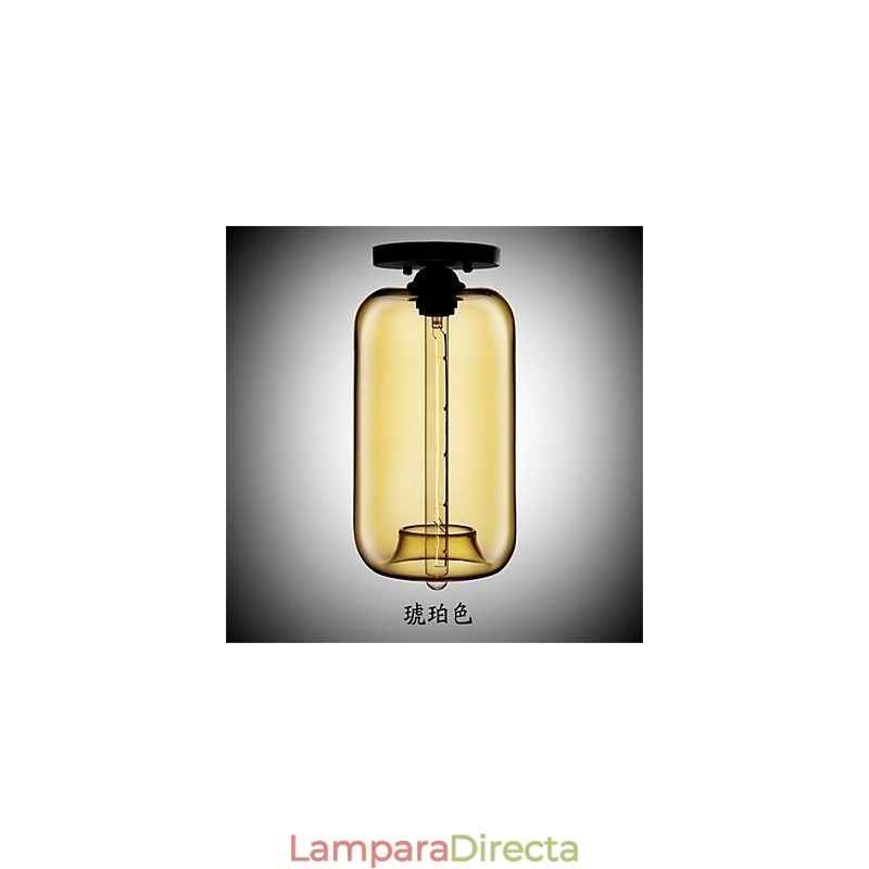 Lámpara colgante de cristal de una sola cabeza, estilo retro y creativo, en una cafetería con pecera.