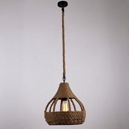 Lámpara colgante de cuerda de 1 luz estilo campestre