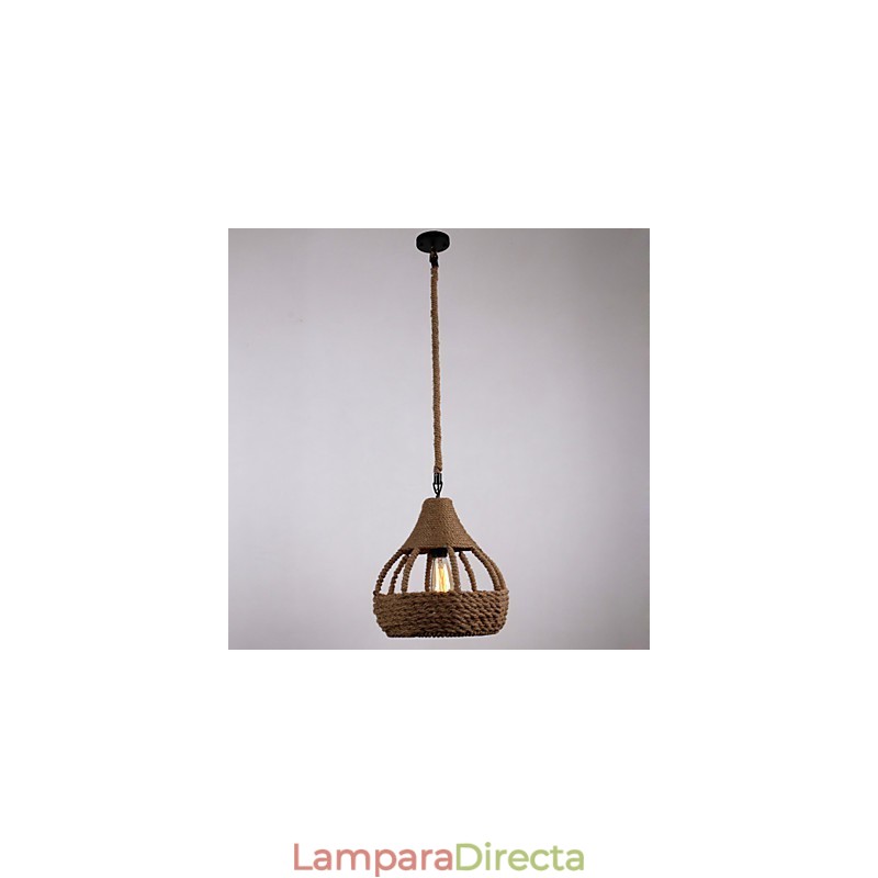Lámpara colgante de cuerda de 1 luz estilo campestre
