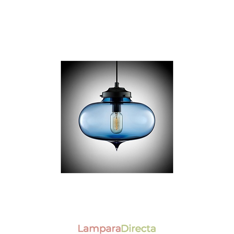 Lámpara colgante de cristal de una sola cabeza, estilo retro y creativo, en una cafetería con pecera.