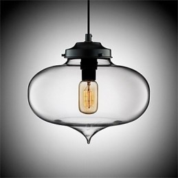 Lámpara colgante de cristal de una sola cabeza, estilo retro y creativo, en una cafetería con pecera.