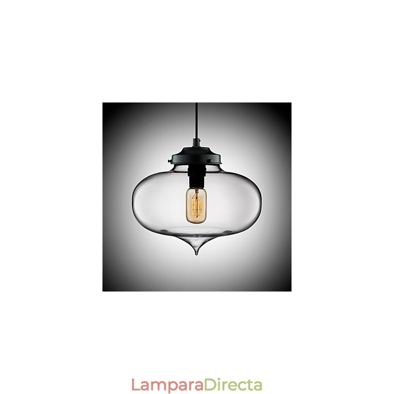 Lámpara colgante de cristal de una sola cabeza, estilo retro y creativo, en una cafetería con pecera.