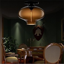 Lámpara colgante de cristal de una sola cabeza, estilo retro y creativo, en una cafetería con pecera.