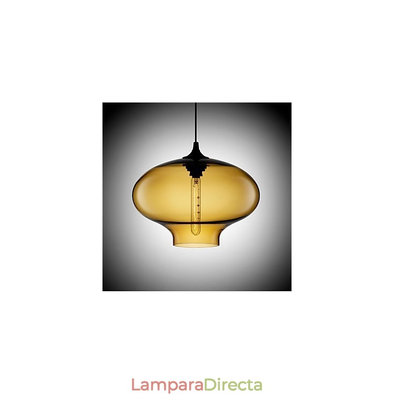 Lámpara colgante de cristal de una sola cabeza, estilo retro y creativo, en una cafetería con pecera.