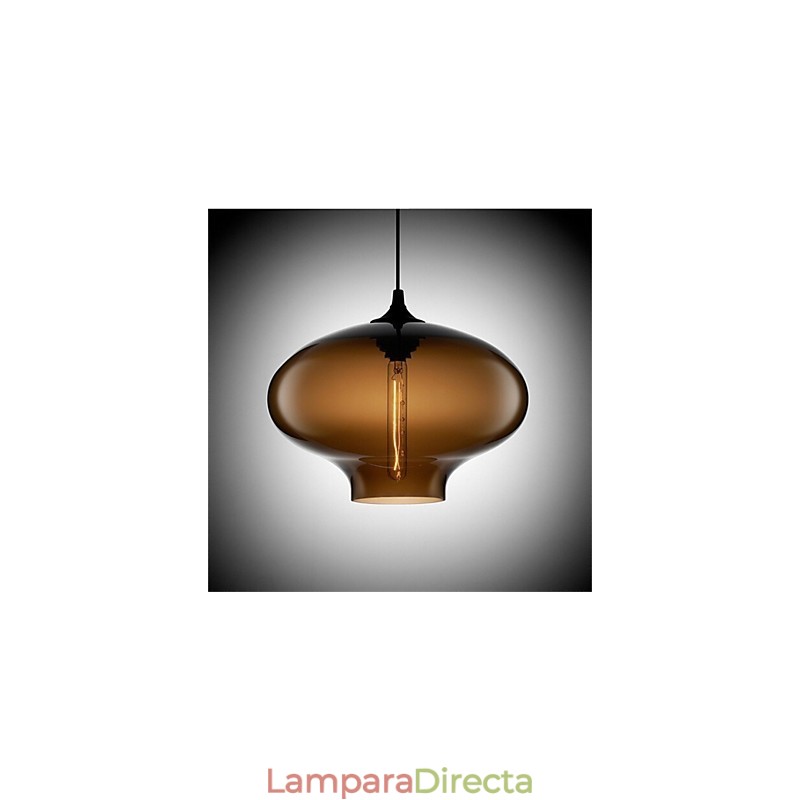 Lámpara colgante de cristal de una sola cabeza, estilo retro y creativo, en una cafetería con pecera.