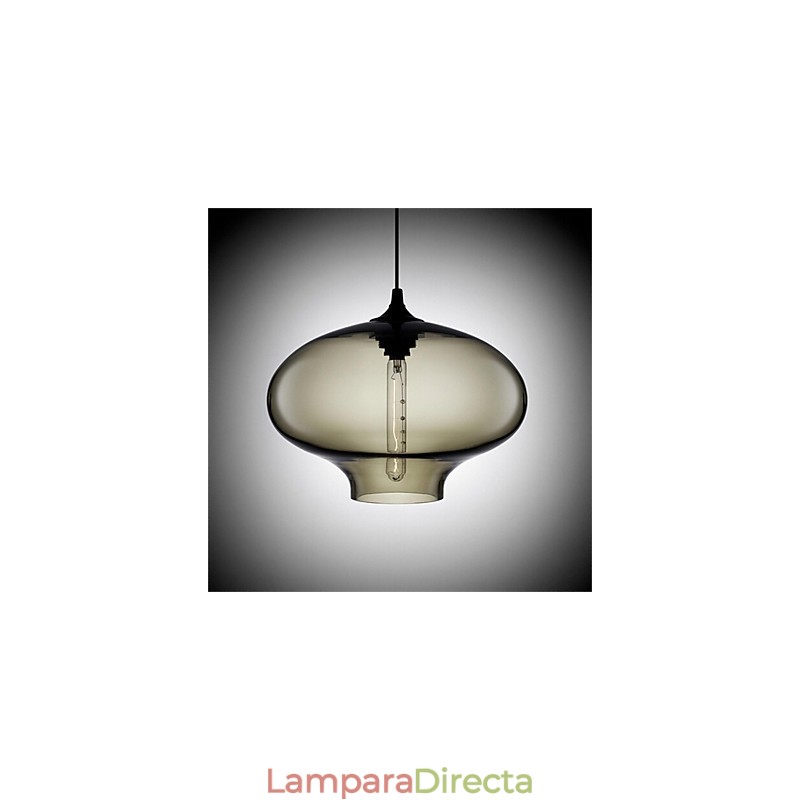 Lámpara colgante de cristal de una sola cabeza, estilo retro y creativo, en una cafetería con pecera.