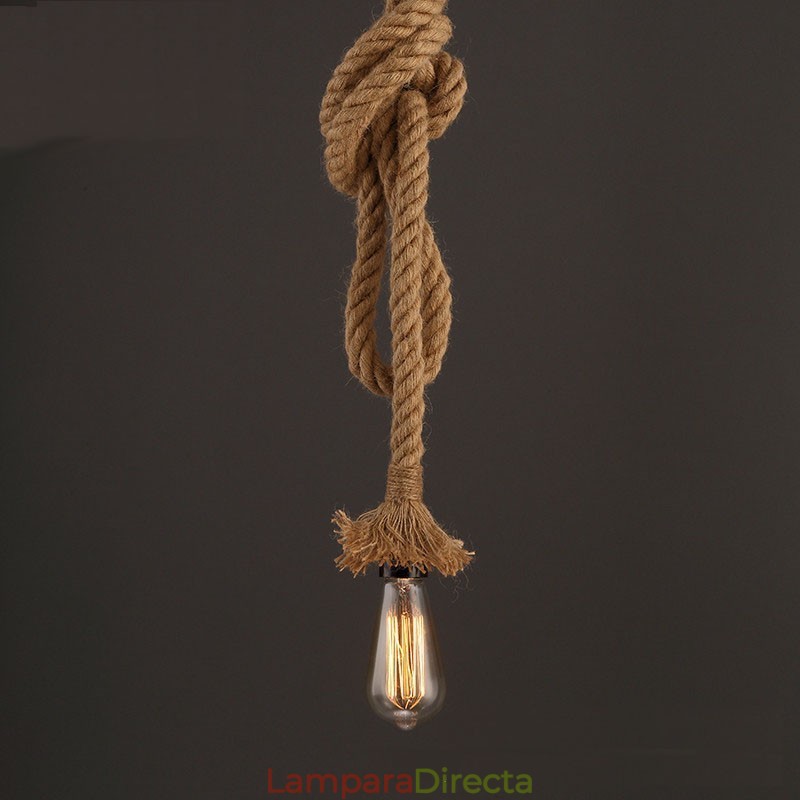 Lámpara de cuerda de cáñamo creativa DIY, 100 cm de largo, incluye 1 bombilla.
