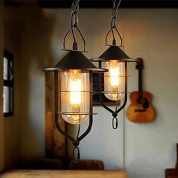 Lámpara colgante de metal con pintura estilo mini retro