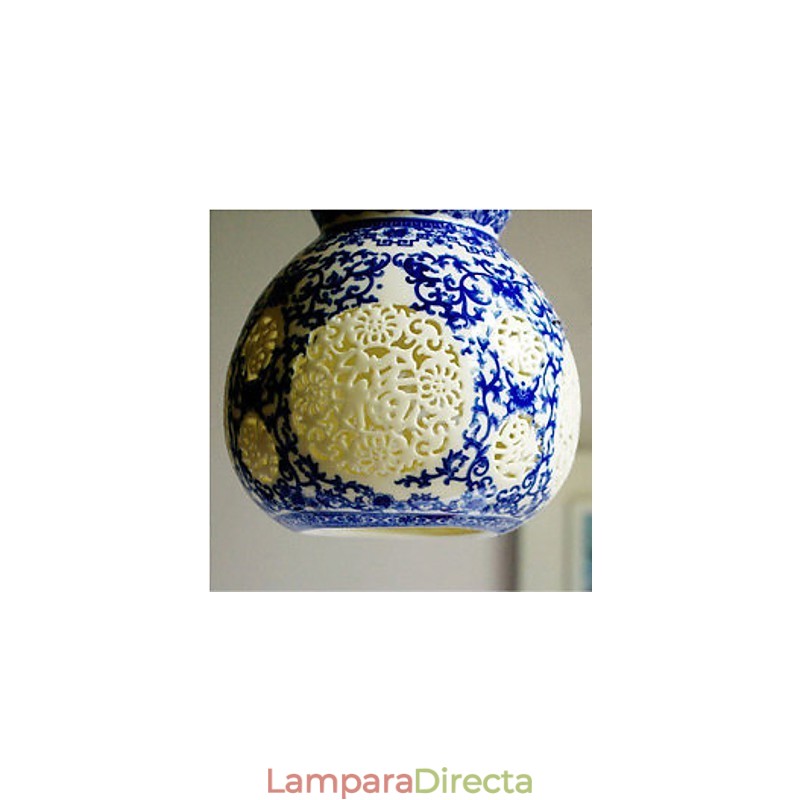 Lámpara de cerámica retro Lámpara de escalera azul Lámpara de araña de un solo cabezal Creativa