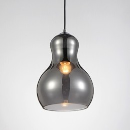 Lámpara colgante en forma de calabaza, 1 luz, moderna simplicidad, cromo dorado, oro rosa, ámbar, gris ahumado, vidrio y acero al carbono.
