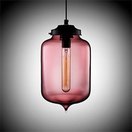 Lámpara colgante de cristal de una sola cabeza, estilo retro y creativo, en una cafetería con pecera.