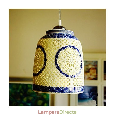 Lámpara de cerámica retro Lámpara de escalera azul Lámpara de araña de un solo cabezal Creativa Lámpara de cerámica retro Lámpara de escalera azul Lámpara de araña de un solo cabezal Creativa