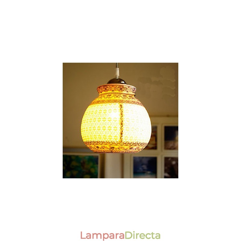 Lámpara de cerámica retro Lámpara de escalera azul Lámpara de araña de un solo cabezal Creativa