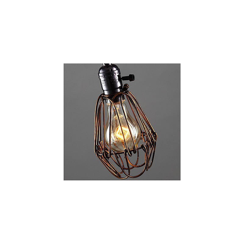 Lámpara de viento industrial estilo country americano, estilo retro, pequeña lámpara de araña de hierro tipo jaula.