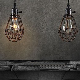 Lámpara de viento industrial estilo country americano, estilo retro, pequeña lámpara de araña de hierro tipo jaula.