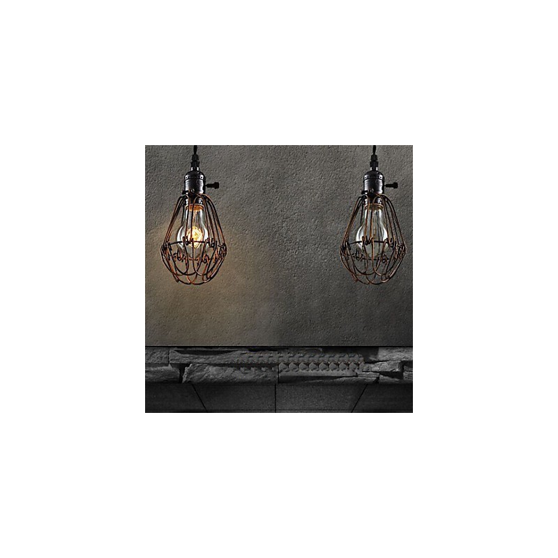 Lámpara de viento industrial estilo country americano, estilo retro, pequeña lámpara de araña de hierro tipo jaula.