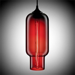 Lámpara colgante de cristal de una sola cabeza, estilo retro y creativo, en una cafetería con pecera.