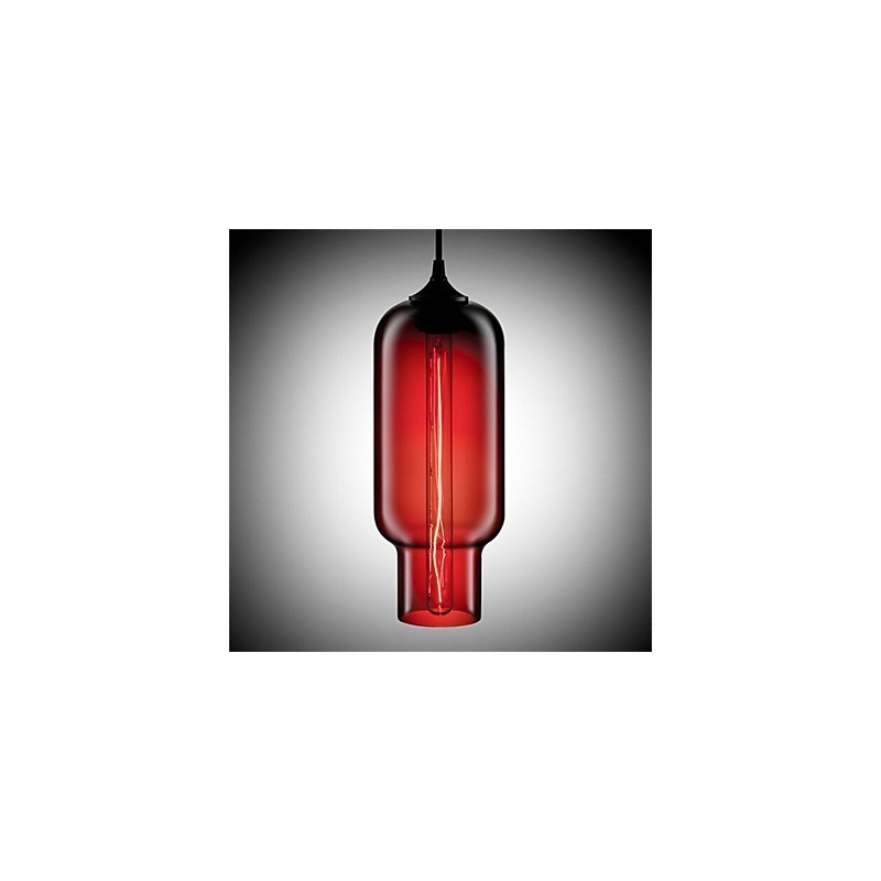 Lámpara colgante de cristal de una sola cabeza, estilo retro y creativo, en una cafetería con pecera.