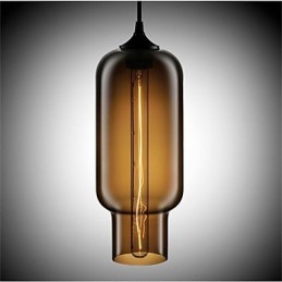 Lámpara colgante de cristal de una sola cabeza, estilo retro y creativo, en una cafetería con pecera.