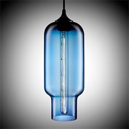 Lámpara colgante de cristal de una sola cabeza, estilo retro y creativo, en una cafetería con pecera.