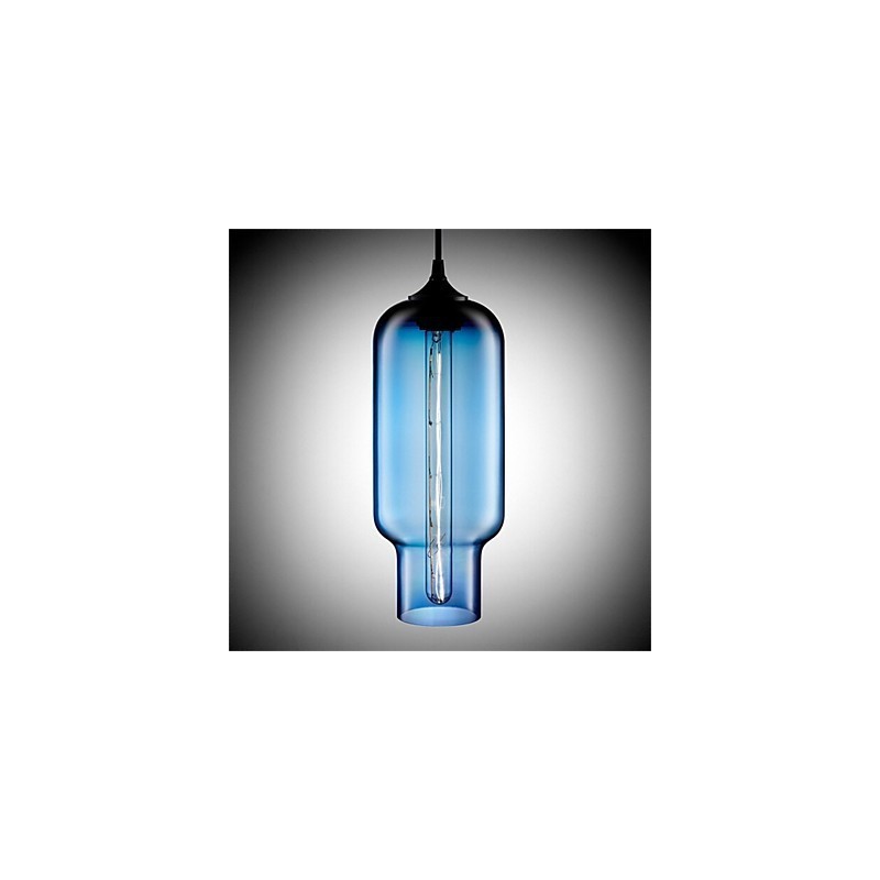 Lámpara colgante de cristal de una sola cabeza, estilo retro y creativo, en una cafetería con pecera.