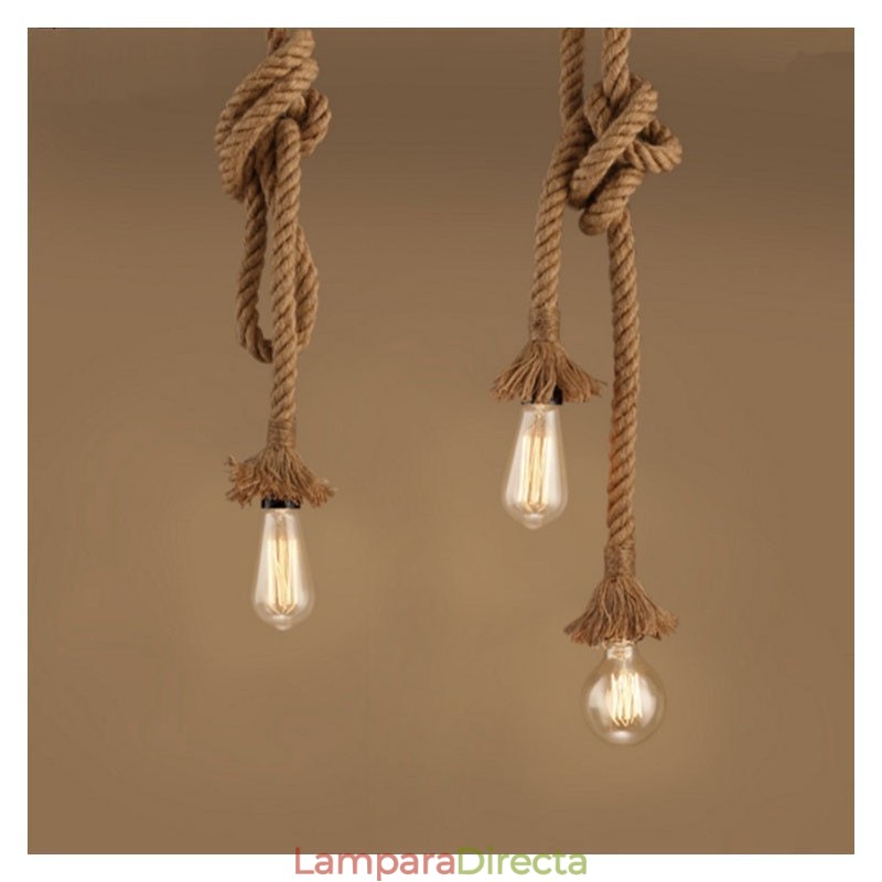Lámpara de cuerda de cáñamo creativa DIY, 100 cm de largo, incluye 1 bombilla.