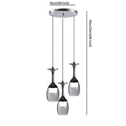 Lámparas colgantes de 3 luces con placa trasera redonda, modernas y contemporáneas de metal.