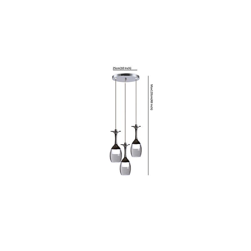 Lámparas colgantes de 3 luces con placa trasera redonda, modernas y contemporáneas de metal.