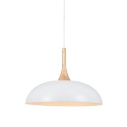 Lámpara colgante artística mini de 1 luz, moderna simplicidad, acabado en blanco y negro, de aluminio y madera.