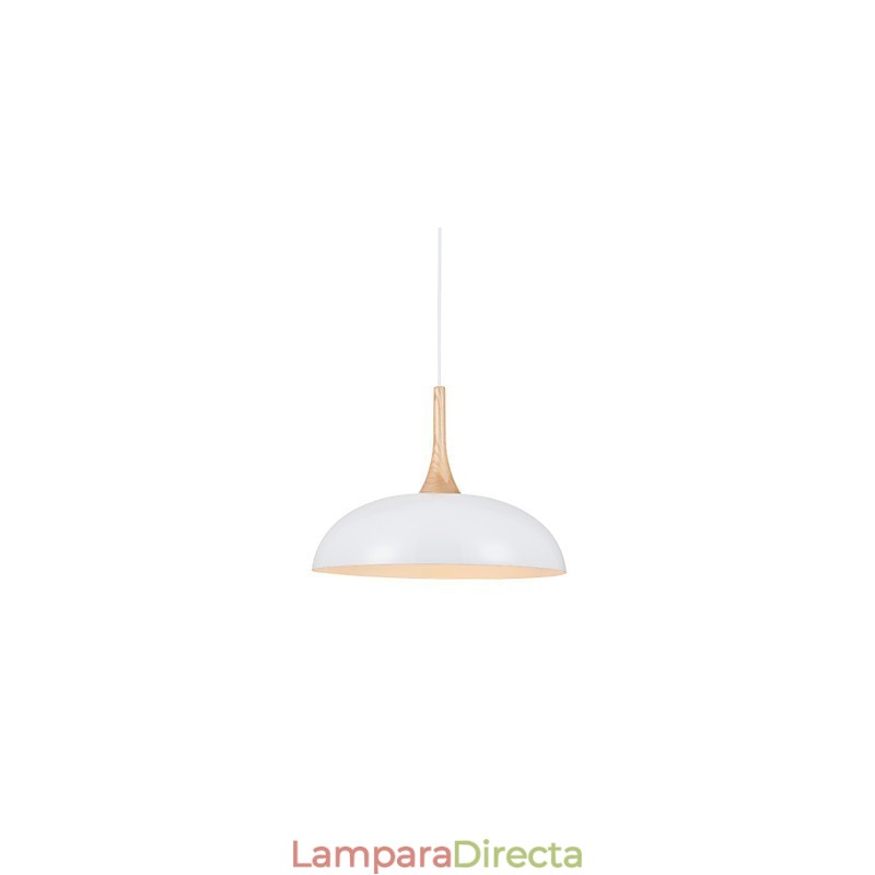 Lámpara colgante artística mini de 1 luz, moderna simplicidad, acabado en blanco y negro, de aluminio y madera.