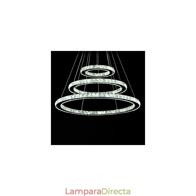 Lámpara colgante de cristal regulable, moderna lámpara circular de araña, lámparas de techo redondas de color blanco frío con control remoto.