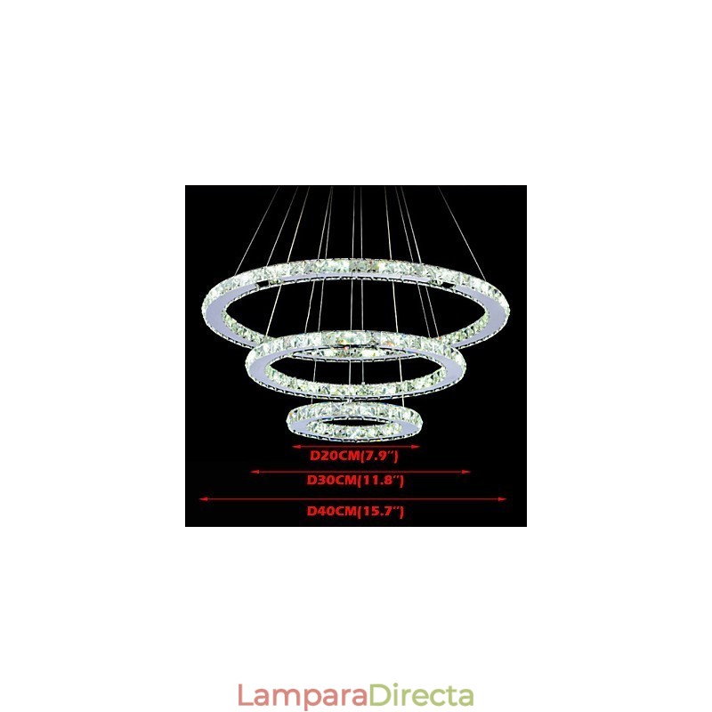 Lámpara colgante de cristal regulable, moderna lámpara circular de araña, lámparas de techo redondas de color blanco frío con control remoto.